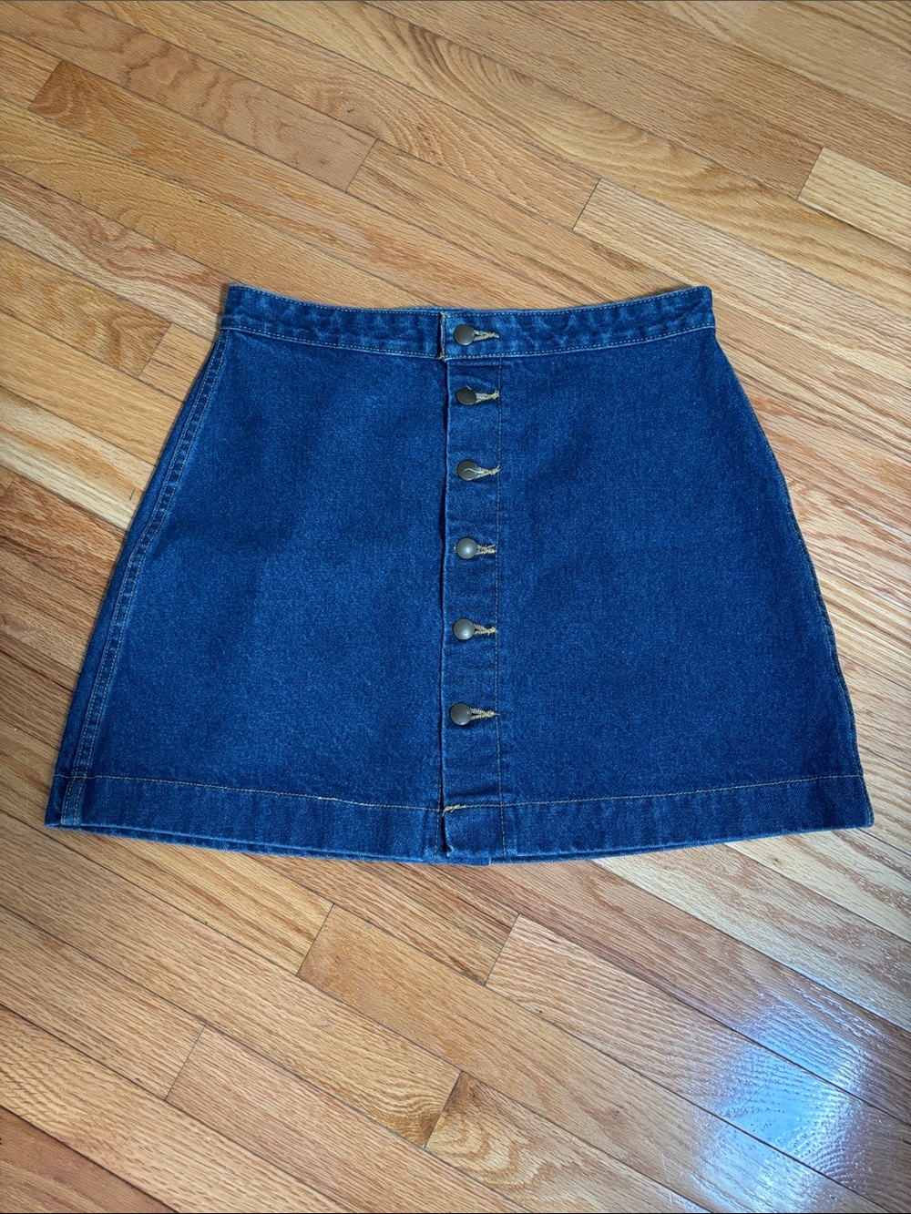 American Apparel Denim Button Front Mini Skirt Large